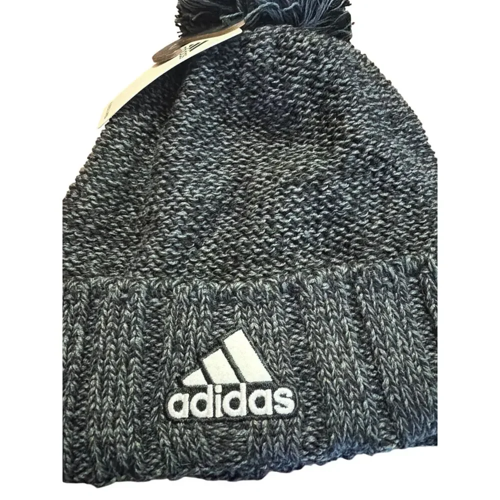 Adidas Men's Recon 3 Ballie Black & Gray Fleece Marble Beanie Winter Hat New